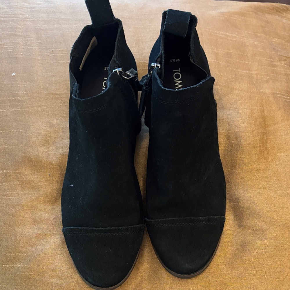 TOMS Black Suede Ankle Booties